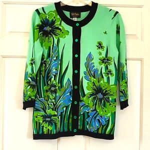 Bob Mackie Wearable Art Cardigan Sweater Size XXS